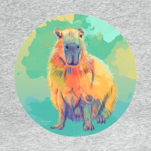 Colorful Capybara, Digital Illustration by Flo Art Studio